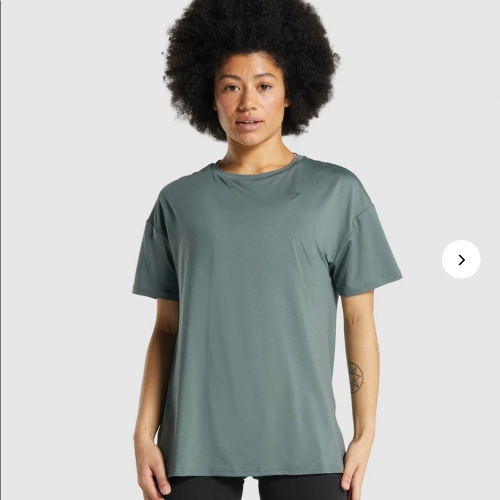 Whitney Simmon's Gymshark Women's Relaxed Crewneck Tee in Sage Green